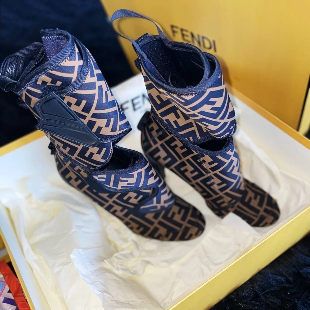 Fendi Brown & Black FF Logo Ankle Boots